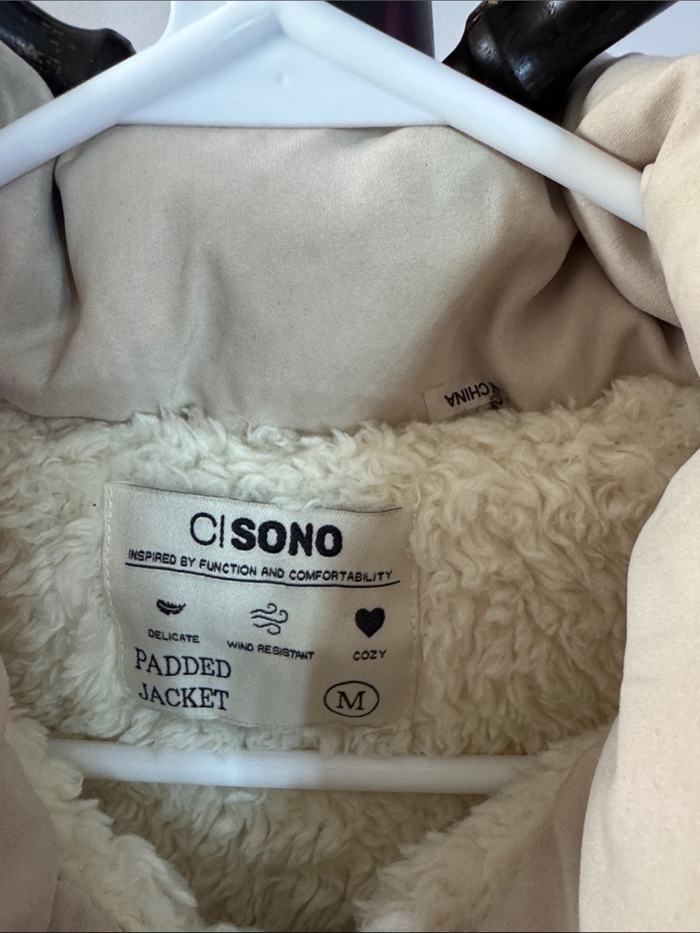 Cream Short Puffer Jacket - Picture 2 of 3